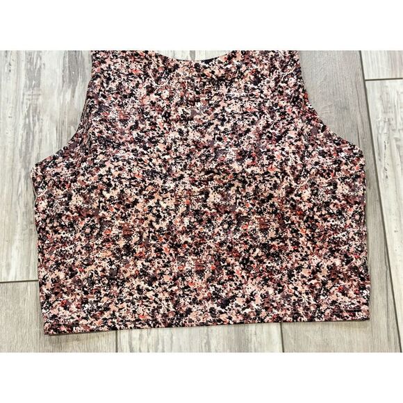 Athleta Pink Black Speckled Conscious Crop Bra Racerback Tank Top Size M - Picture 5 of 13